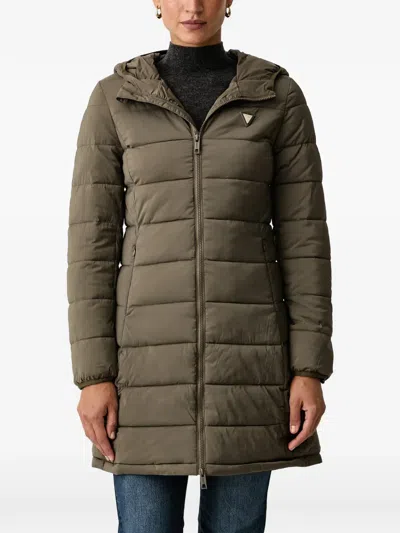 Guess Usa Hooded Padded Coat In Green