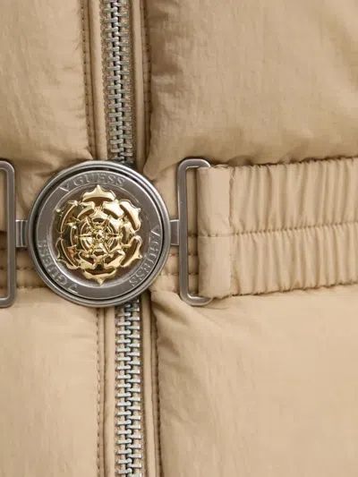 Guess Usa Hooded Padded Coat In Neutral