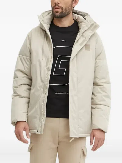 Guess Usa Hooded Padded Jacket In Neutral