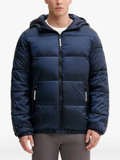 Guess Usa Hooded Puffer Jacket In Blue