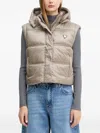 Guess Usa Hooded Quilted Gilet In Brown