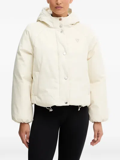 Guess Usa Hooded Quilted Jacket In Neutral