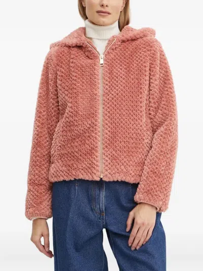 Guess Usa Hooded Textured Jacket In Pink