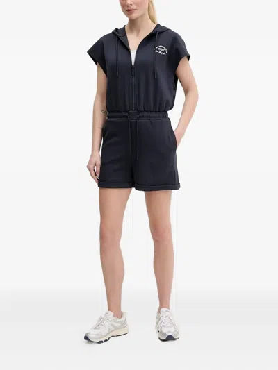 Guess Usa Hooded Zip-front Jumpsuit In Animal Print