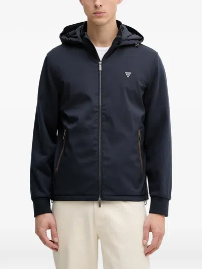 Guess Usa Hooded Zip Jacket In Blue