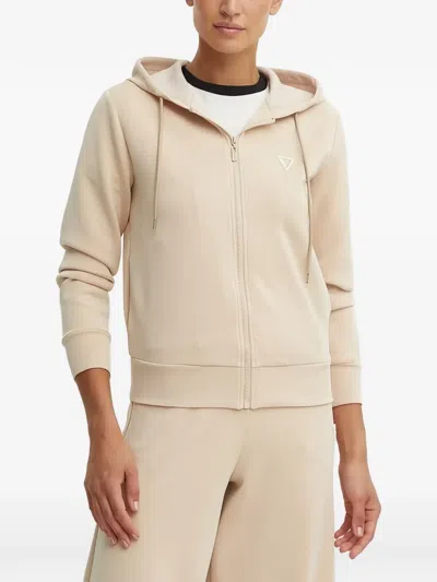 Guess Usa Hooded Zip-up Top In Neutral