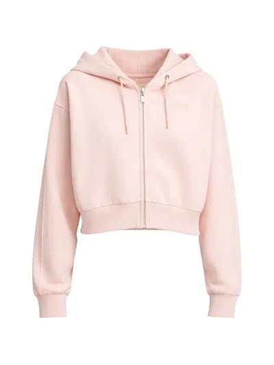 Guess Usa Logo-detail Zip-up Hoodie In Pink