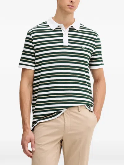 Guess Usa Horizontal-stripe Logo-patch Polo Shirt In Multi