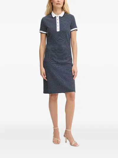 Guess Usa Horizontal-stripe Polo-collar Mini Dress In Blue