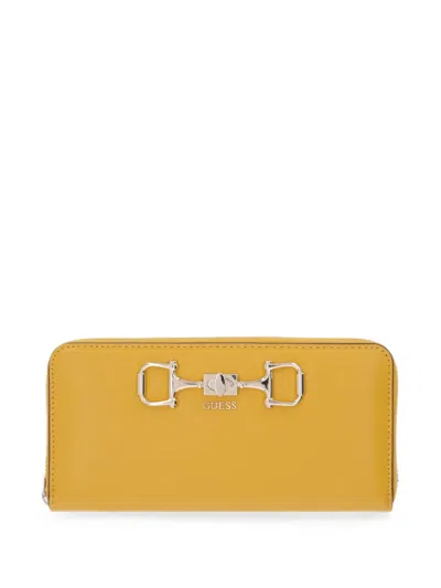Guess Usa Horsebit Zip-around Wallet In Orange