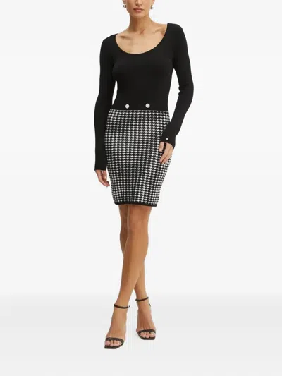 Guess Usa Houndstooth Embellished Dress In Black
