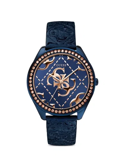 Guess Usa Iconic Crystal-embellished 36mm Watch In Blue