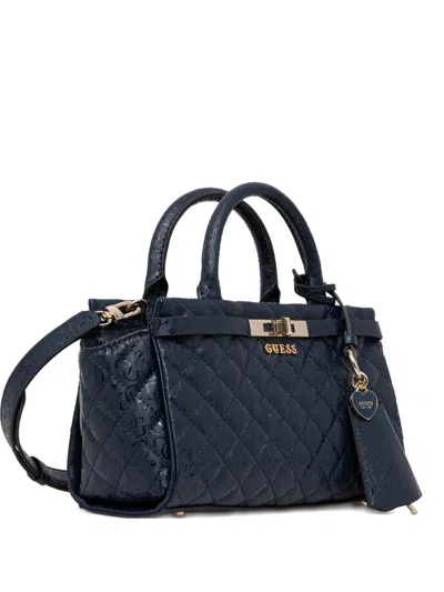 Guess Usa Idra Quilted Heart-charm Tote Bag In Blue