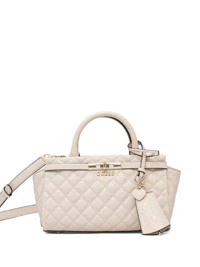Guess Usa Idra Quilted Heart-charm Tote Bag In Metallic