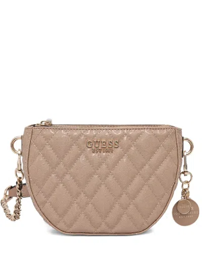 Guess Usa Isemay Quilted Satchel In Neutral