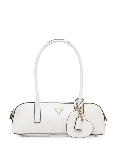 Guess Usa Isobel Heart-charm Logo-plaque Tote Bag In White