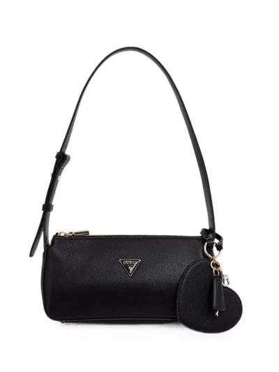 Guess Usa Isobel Logo-plaque Heart-charm Tote Bag In Black