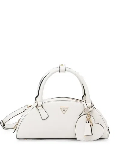 Guess Usa Isobel Logo-plaque Heart-charm Tote Bag In White
