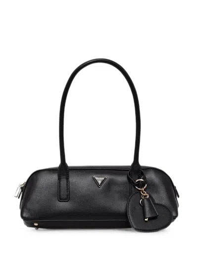 Guess Usa Isobel Logo-plaque Pebbled-effect Tote Bag In Black