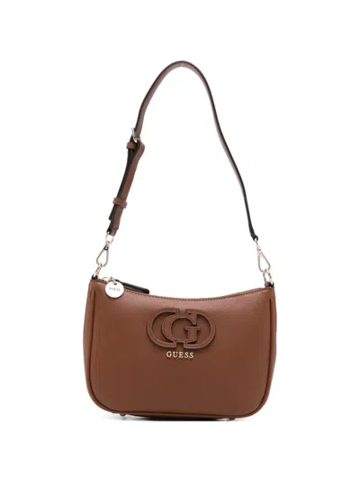 Guess Usa Isola Logo-plaque Shoulder Bag In Brown
