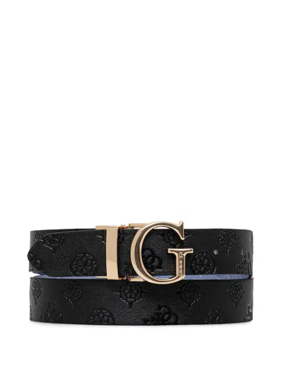 Guess Usa James Logo-embossed Reversible Belt In Black