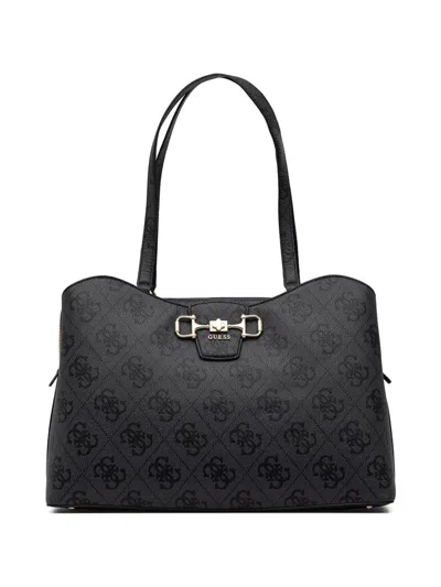 Guess Usa Janie 4g-monogram Tote Bag In Black
