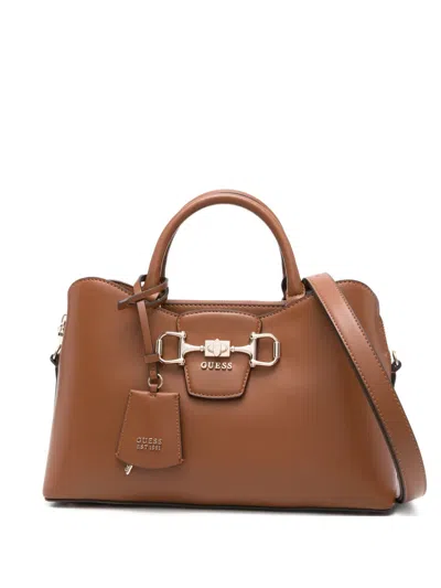 Guess Usa Janie Charm Tote Bag In Brown