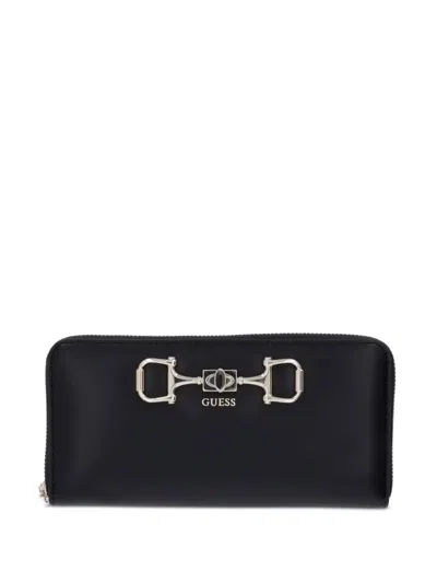 Guess Usa Janie Horsebit-detail Wallet In Black