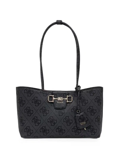 Guess Usa Janie Logo-print Horsebit Tote Bag In Black