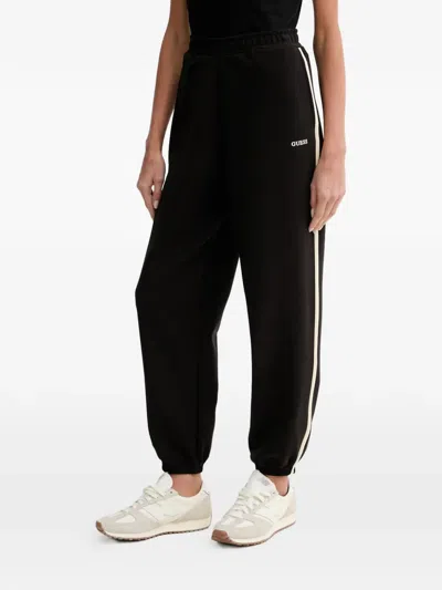 Guess Usa Jasmine Logo-print Side-stripe Track Pants In Black