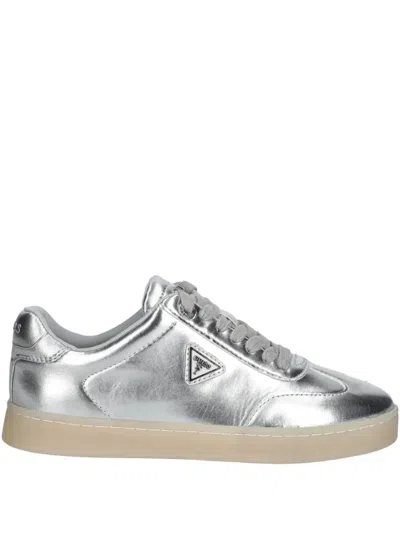 Guess Usa Jazlie Metallic-effect Leather Low-top Sneakers