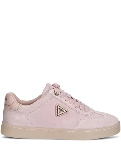 Guess Usa Jazlie Suede Lace-up Trainers In Pink