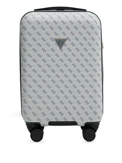 Guess Usa Jesco Logo-patterned Suitcase In Blue