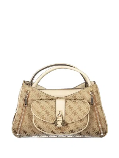Guess Usa Jessa Logo-print Zip-detail Tote Bag In Black