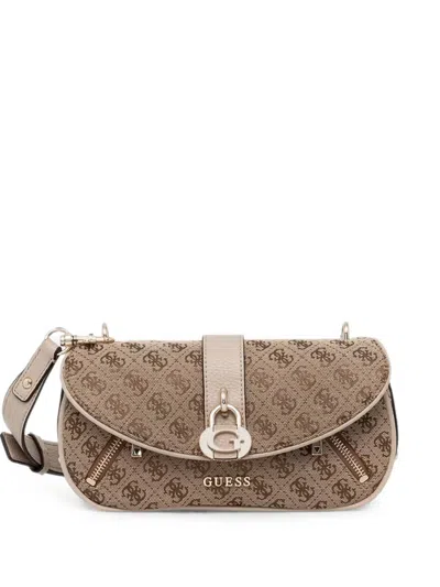 Guess Usa Jessa Monogram-print Crossbody Bag In Brown