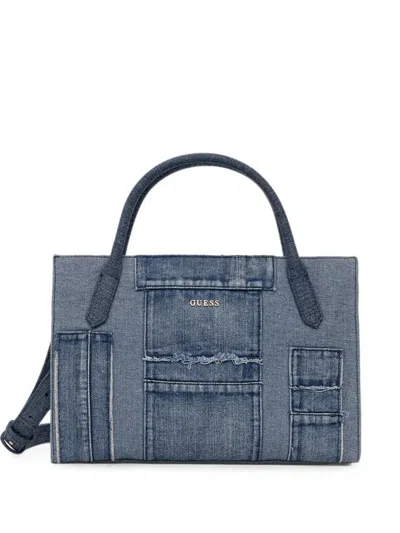 Guess Usa Jodi Panelled Frayed Tote Bag In Blue