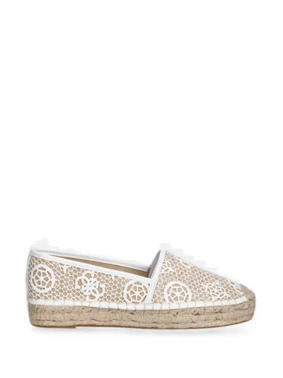 Guess Usa Joelynn Logo-embroidered Crochet Espadrilles In White