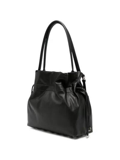 Guess Usa Karima Drawstring-fastening Leather Tote Bag In Black