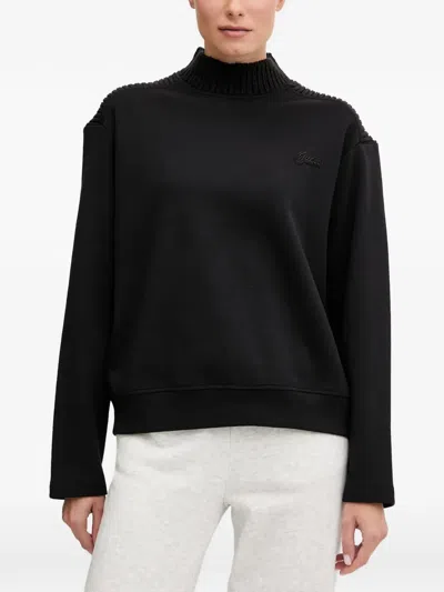 Guess Usa Knitted High-neck Sweatshirt In Black