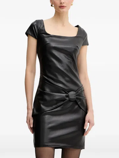 Guess Usa Knot Short-sleeve Mini Dress In Black