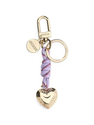 Guess Usa Knotted Heart-pendant Keyring In Multi