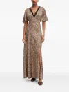 Guess Usa Lace-detail Animal-print Maxi Dress In Brown
