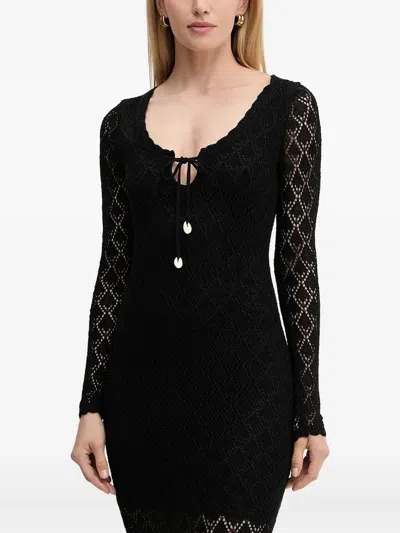 Guess Usa Lace-insert Midi Dress In Blue