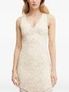 Guess Usa Lace-insert V-neck Midi Dress In Neutral