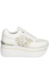 Guess Usa Lace Platform Sneakers In White