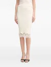 Guess Usa Lace-trim Ribbed Midi Skirt In White