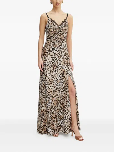 Guess Usa Lace-trimmed Leopard-print Maxi Dress In Animal Print