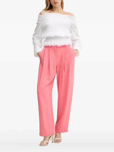Guess Usa Lace-trimmed Smocked Top In White