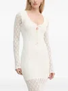 Guess Usa Lace-up Crochet Maxi Dress In White