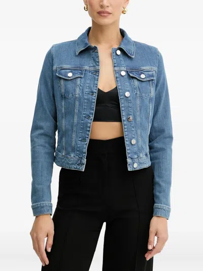 Guess Usa Lace-up Denim Jacket In Blue